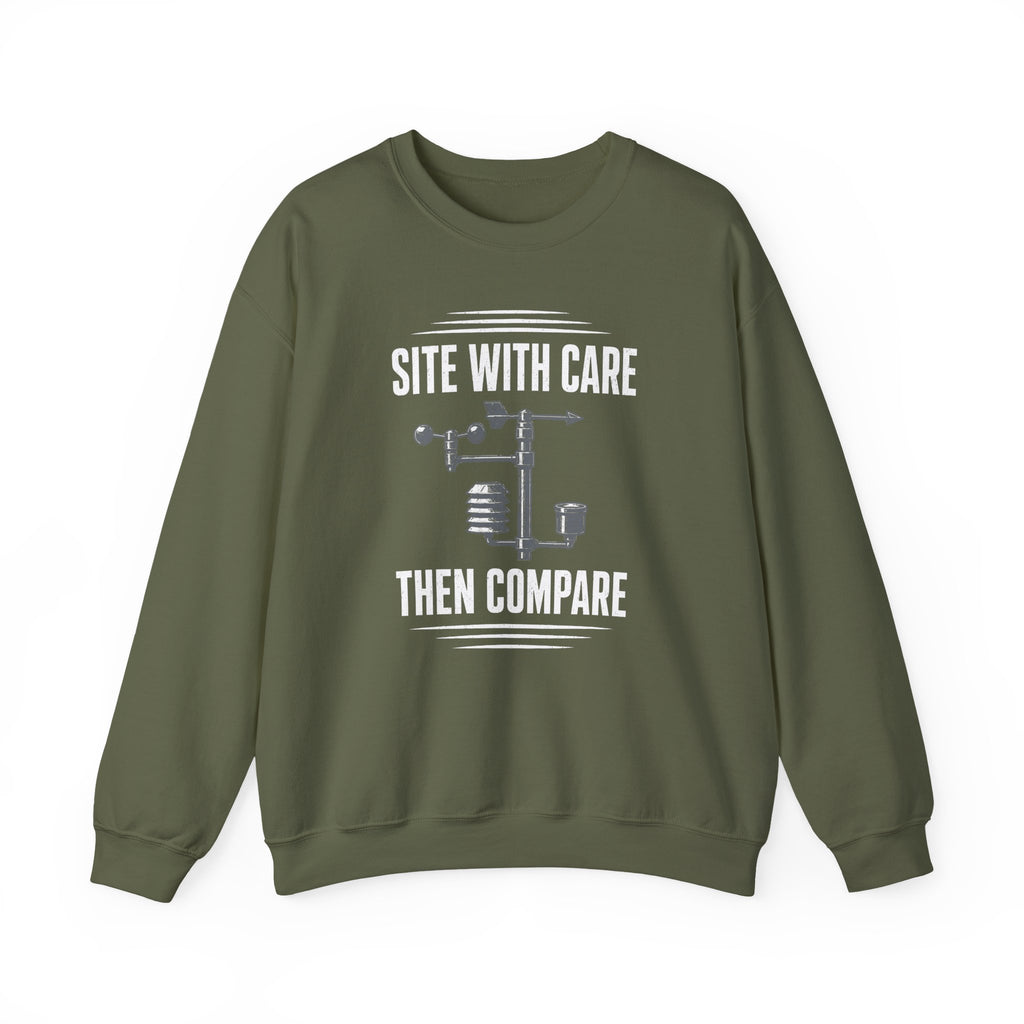 Site with Care Then Compare Crewneck