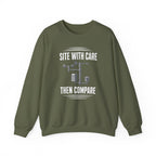 Site with Care Then Compare Crewneck