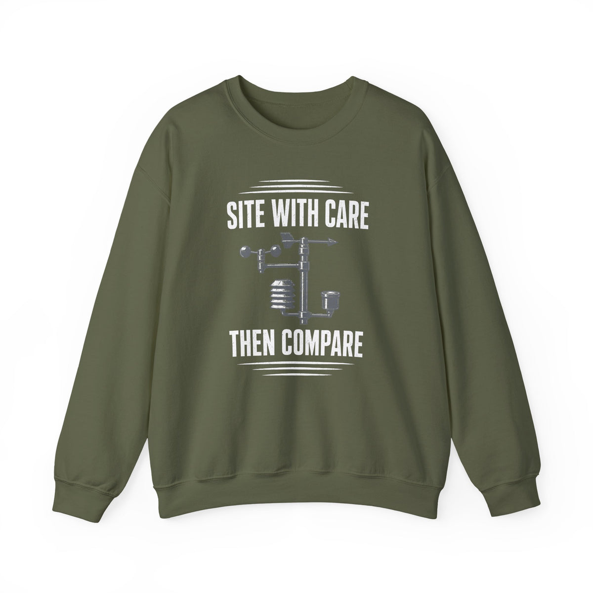 Site with Care Then Compare Crewneck