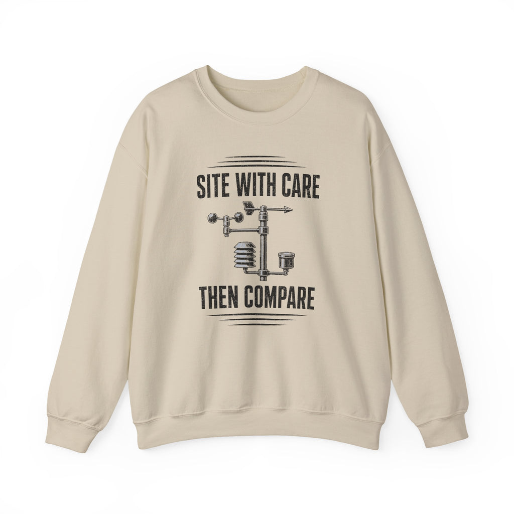 Site with Care Then Compare Crewneck