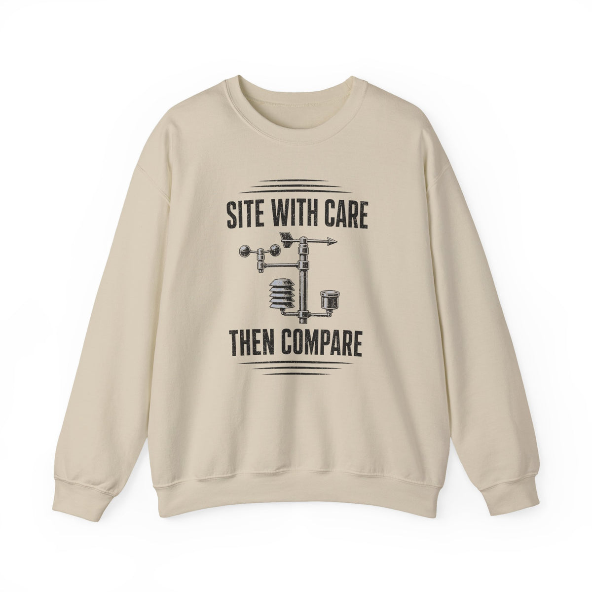 Site with Care Then Compare Crewneck