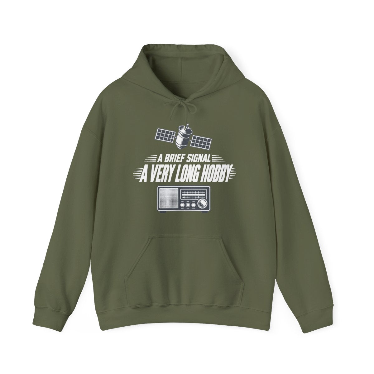 A Brief Signal a Very Long Hobby Hoodie in Military Green