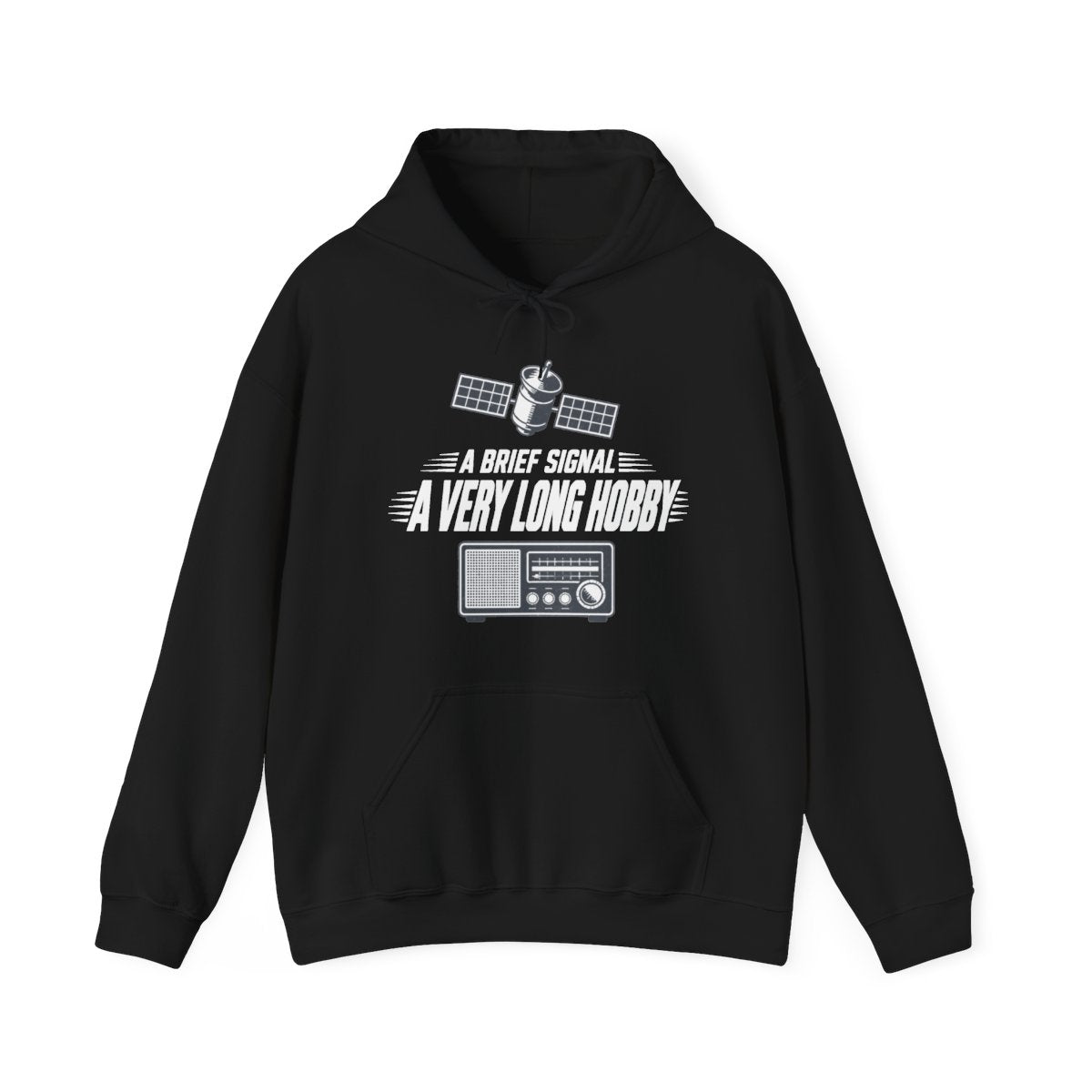 A Brief Signal a Very Long Hobby Hoodie in Black