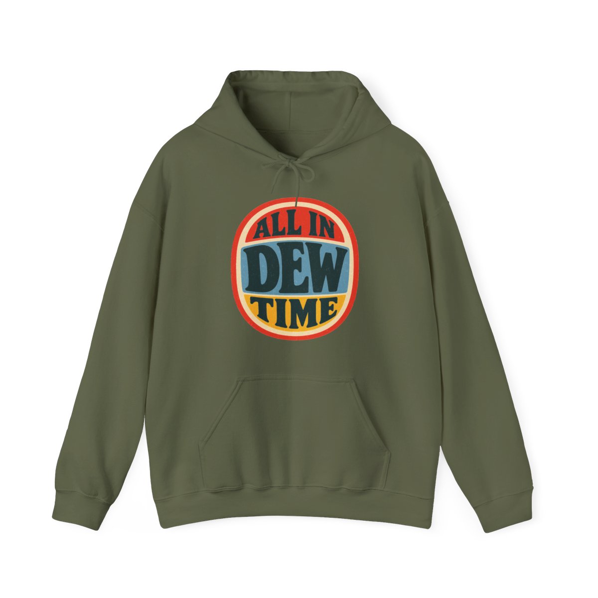 All in Dew Time Hoodie in Military Green
