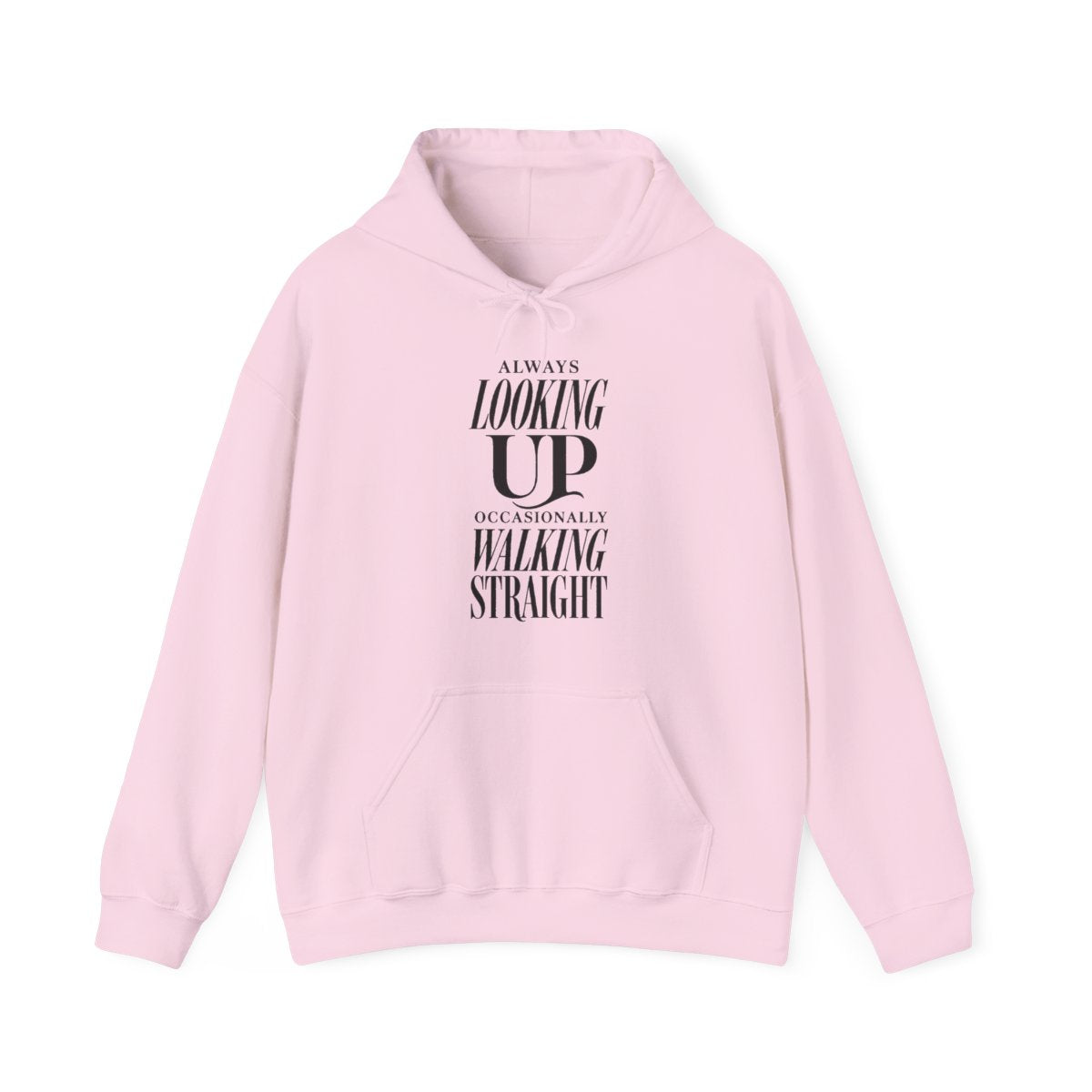 Always Looking Up Occasionally Walking Straight Hoodie in Light Pink