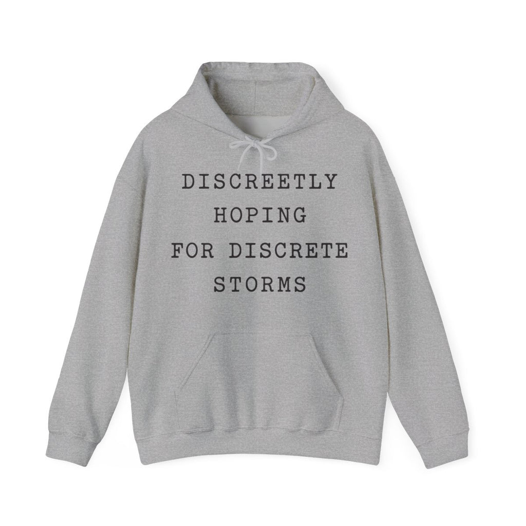 Discreetly Hoping for Discrete Storms Hoodie in Sport Grey