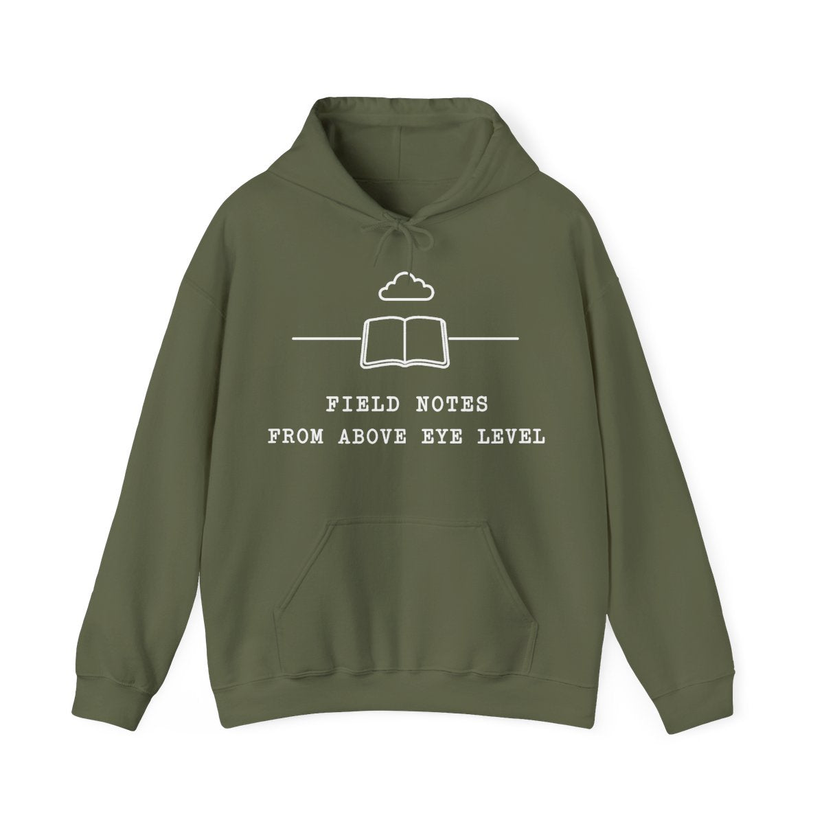 Field Notes from Above Eye Level Hoodie in Military Green