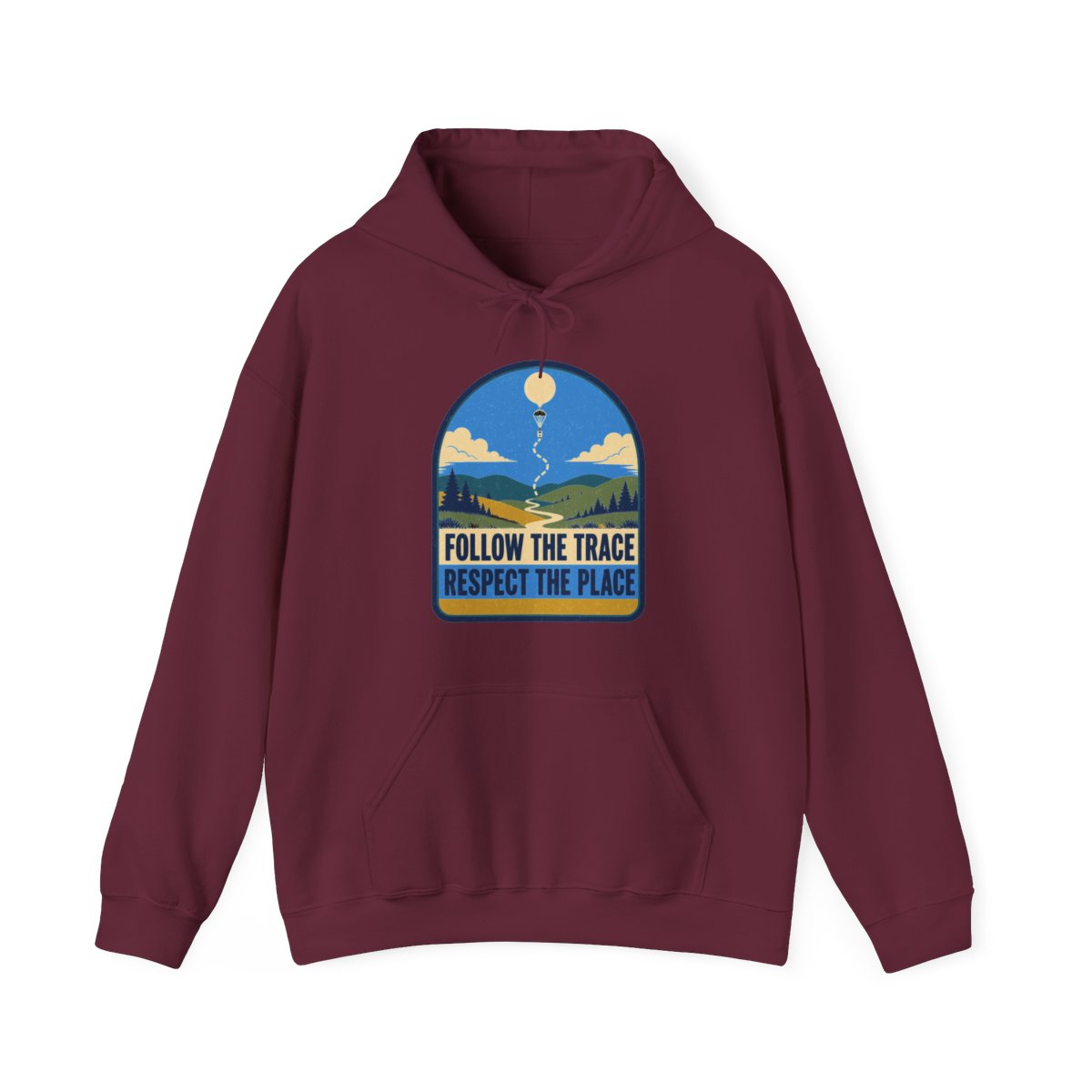Follow the Trace Respect the Place Hoodie in Maroon