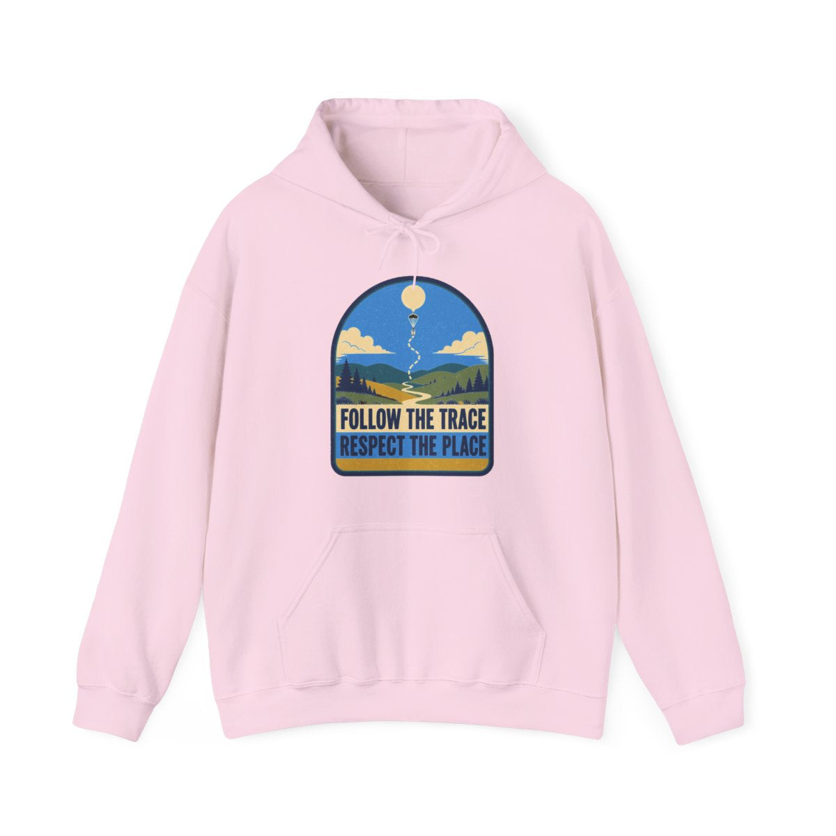 Follow the Trace Respect the Place Hoodie in Light Pink