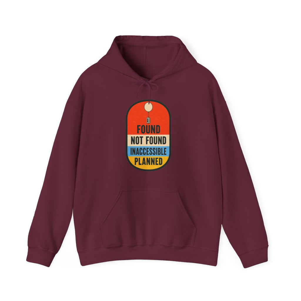 Found Not Found Inaccessible Planned Hoodie in Maroon