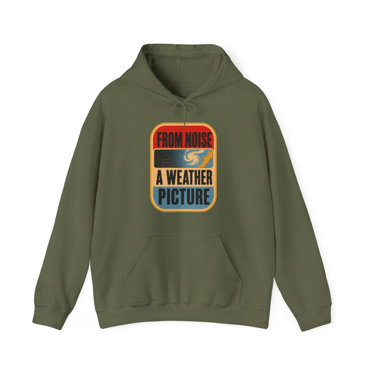 From Noise, a Weather Picture Hoodie in Military Green