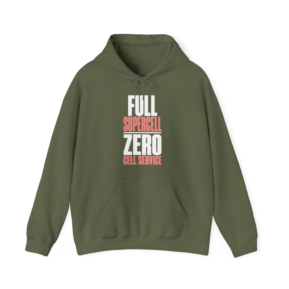 Full Supercell, Zero Cell Service Hoodie in Military Green