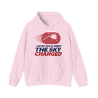 I Lost My Train of Thought The Sky Changed Hoodie in Light Pink