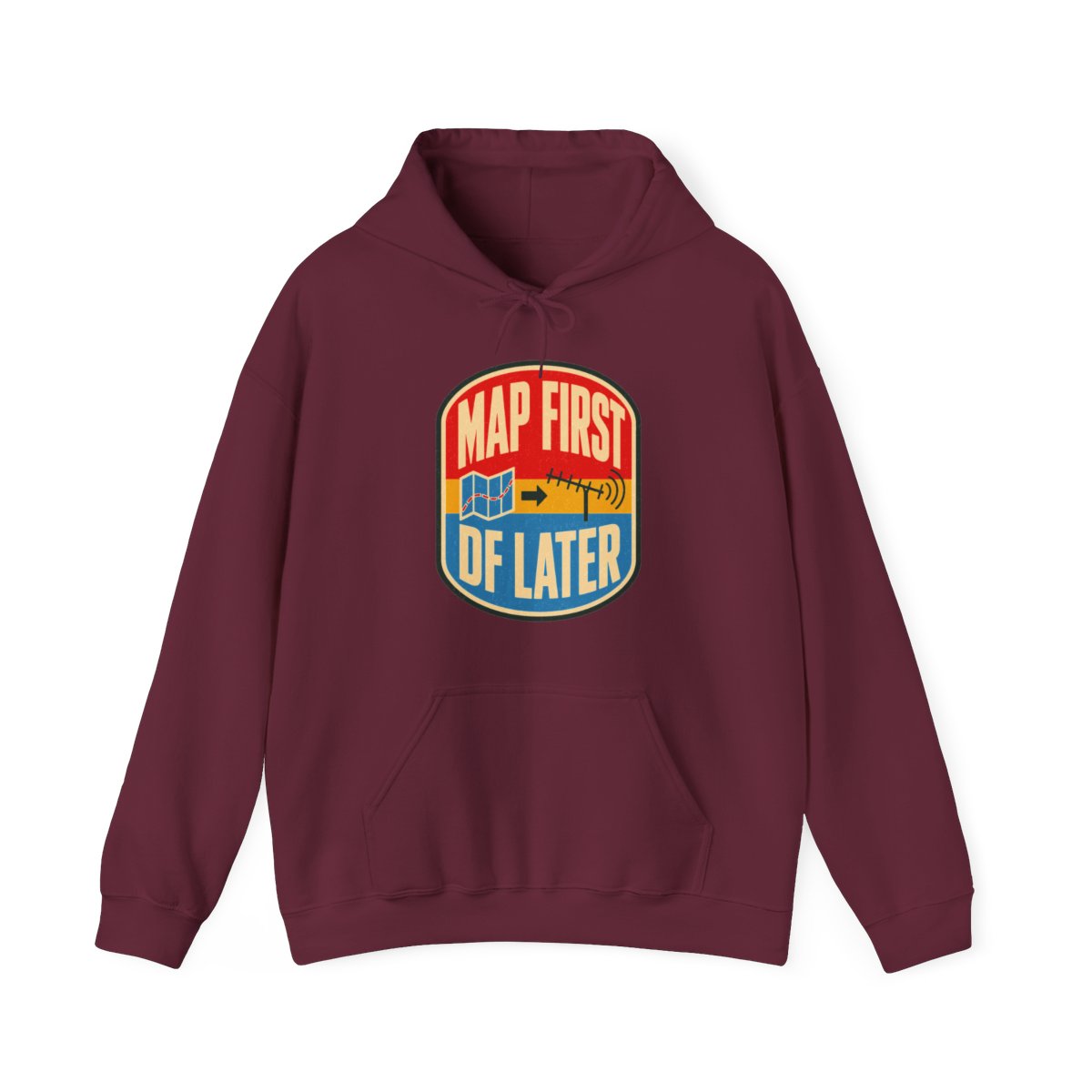 Map First RF Later Hoodie in Maroon