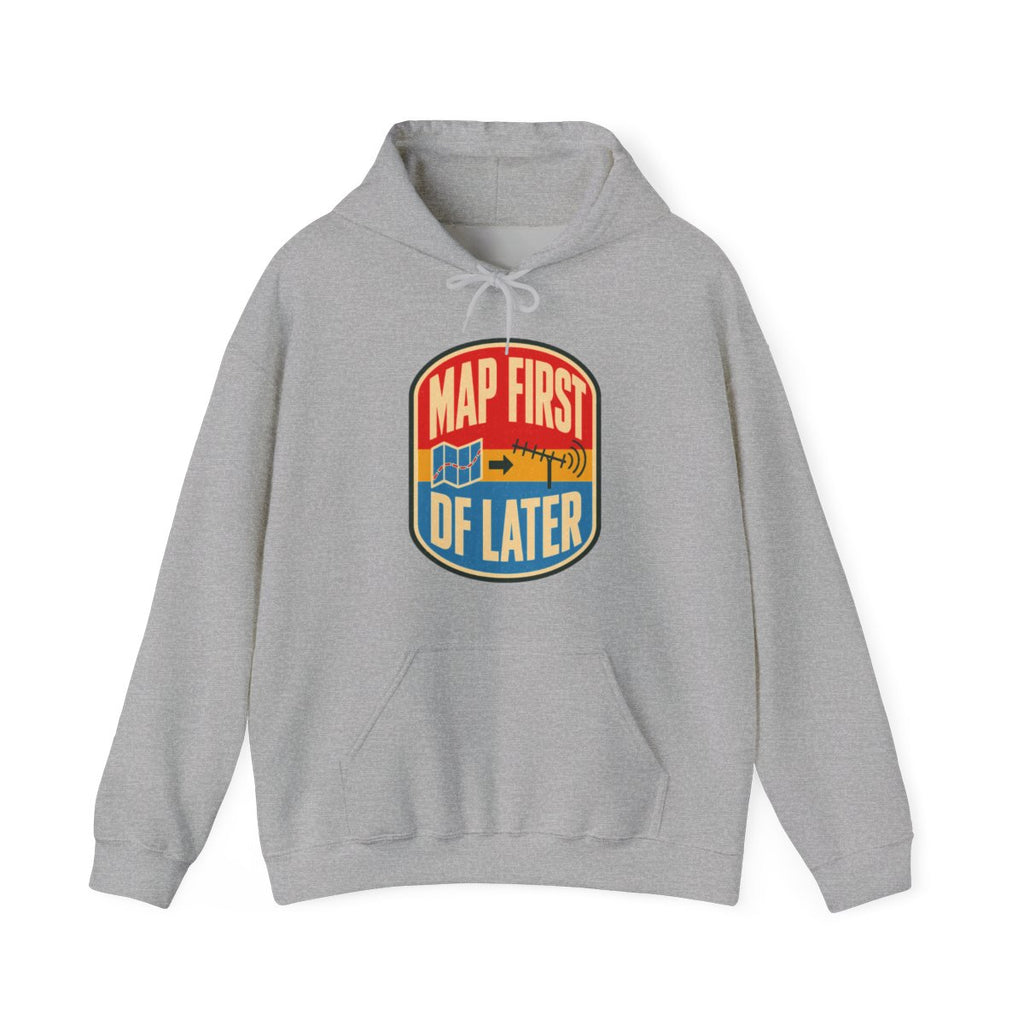 Map First RF Later Hoodie in Sport Grey