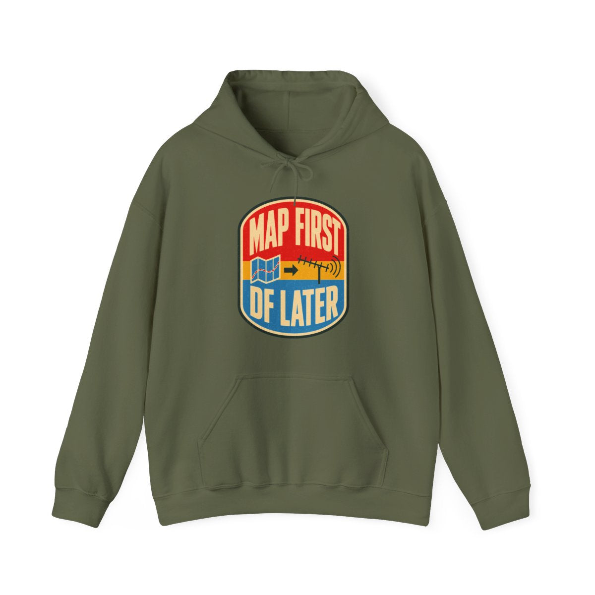Map First RF Later Hoodie in Military Green