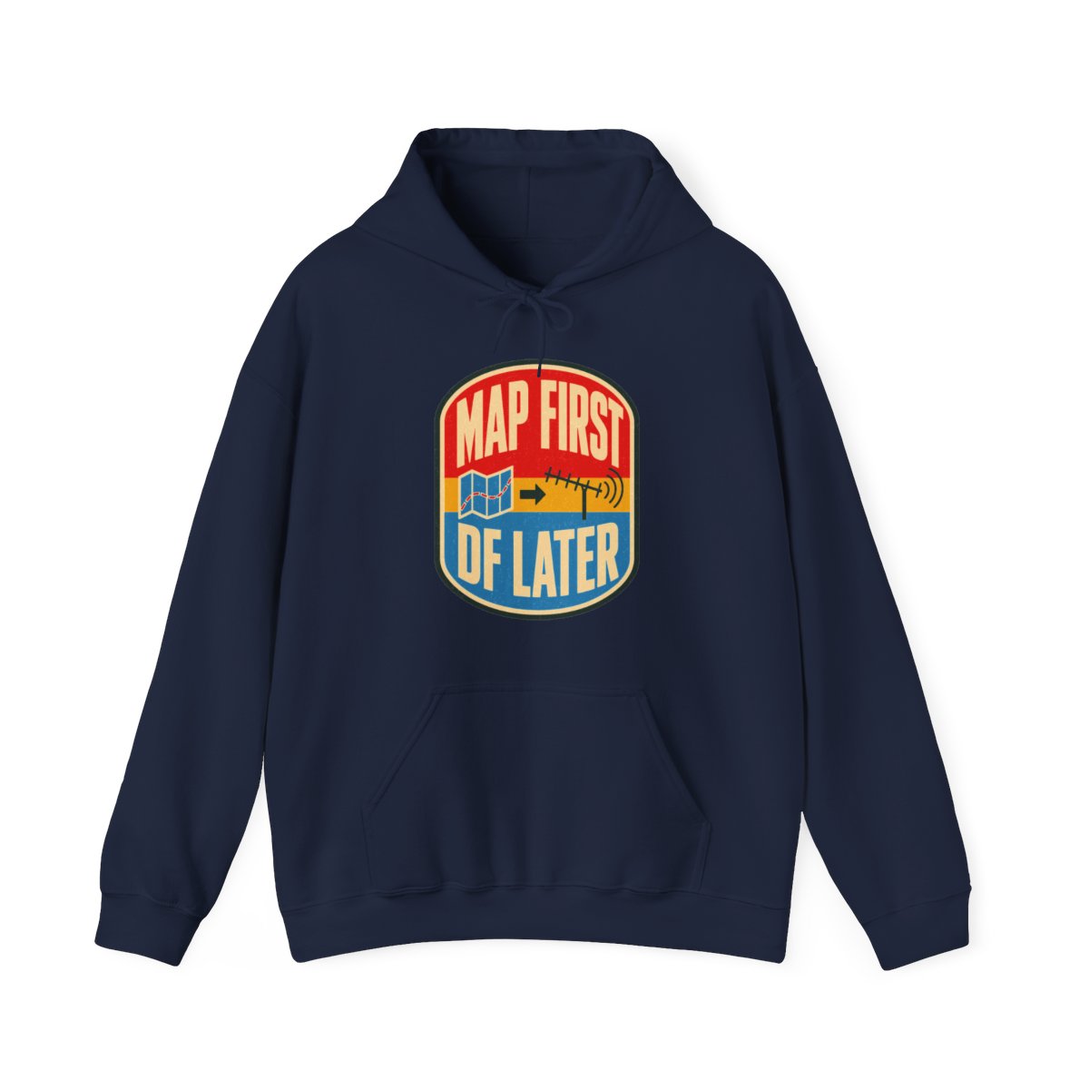 Map First RF Later Hoodie in Navy