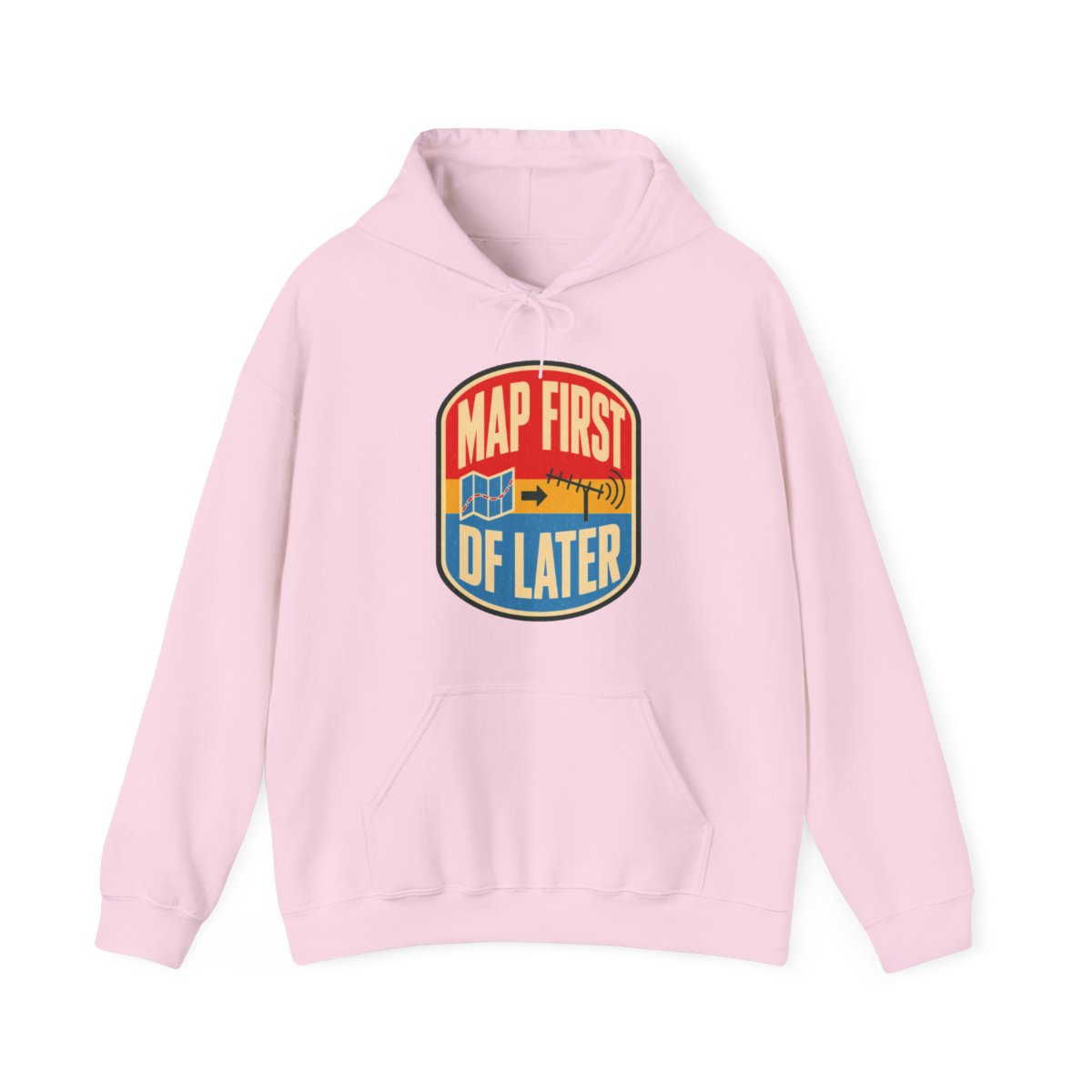 Map First RF Later Hoodie in Light Pink