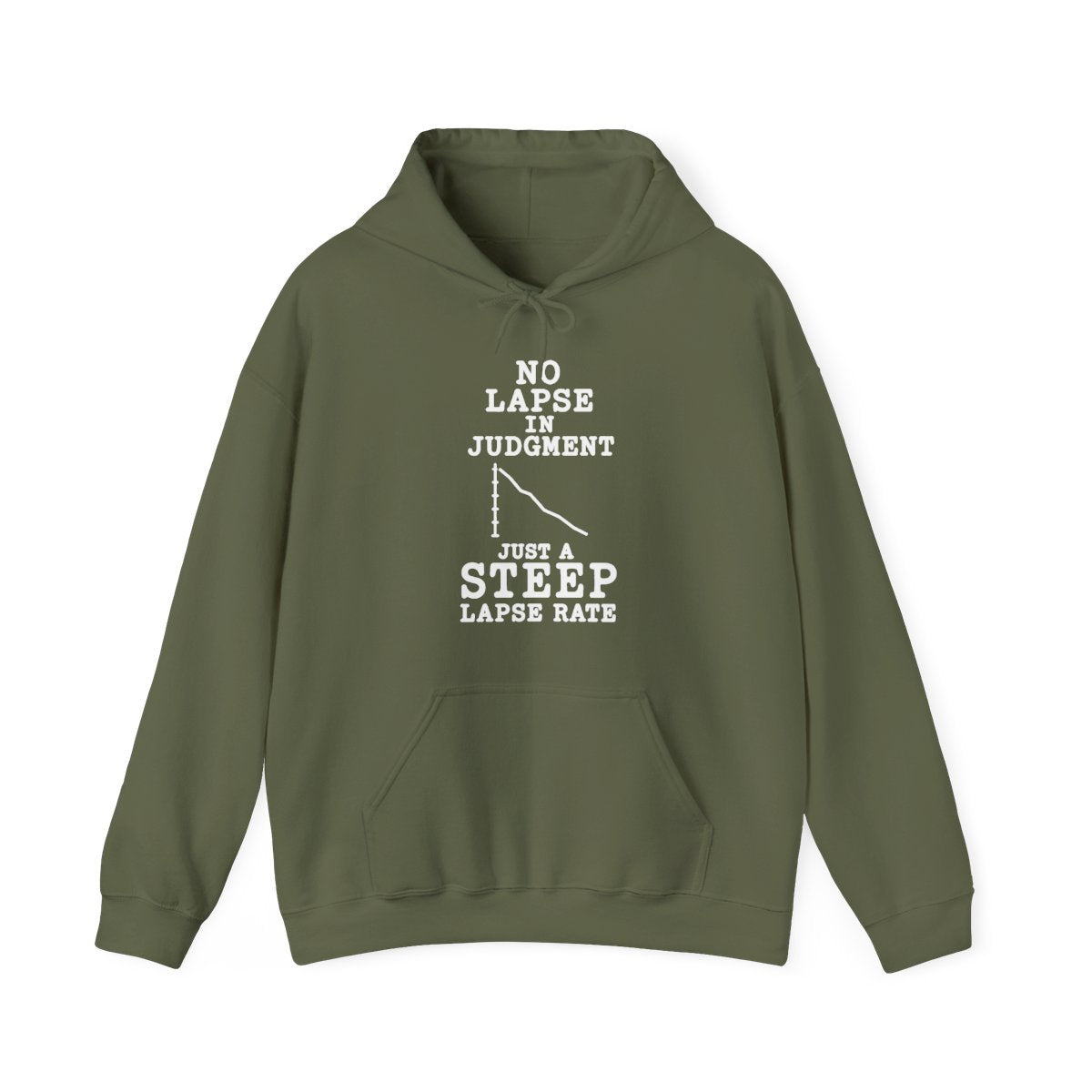 No Lapse in Judgment Just a Steep Lapse Rate Hoodie in Military Green