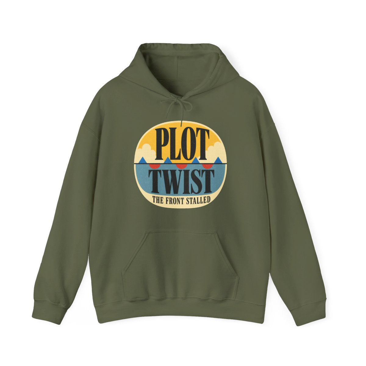 Plot Twist, the Front Stalled Hoodie in Military Green