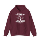 Siting Is Believing Hoodie in Maroon