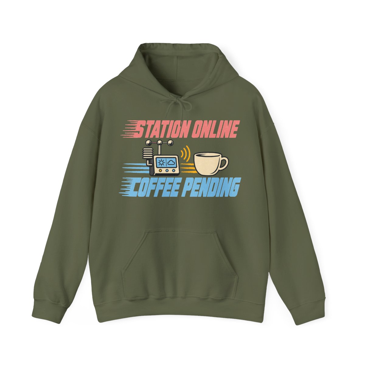 Station Online Coffee Pending Hoodie in Military Green