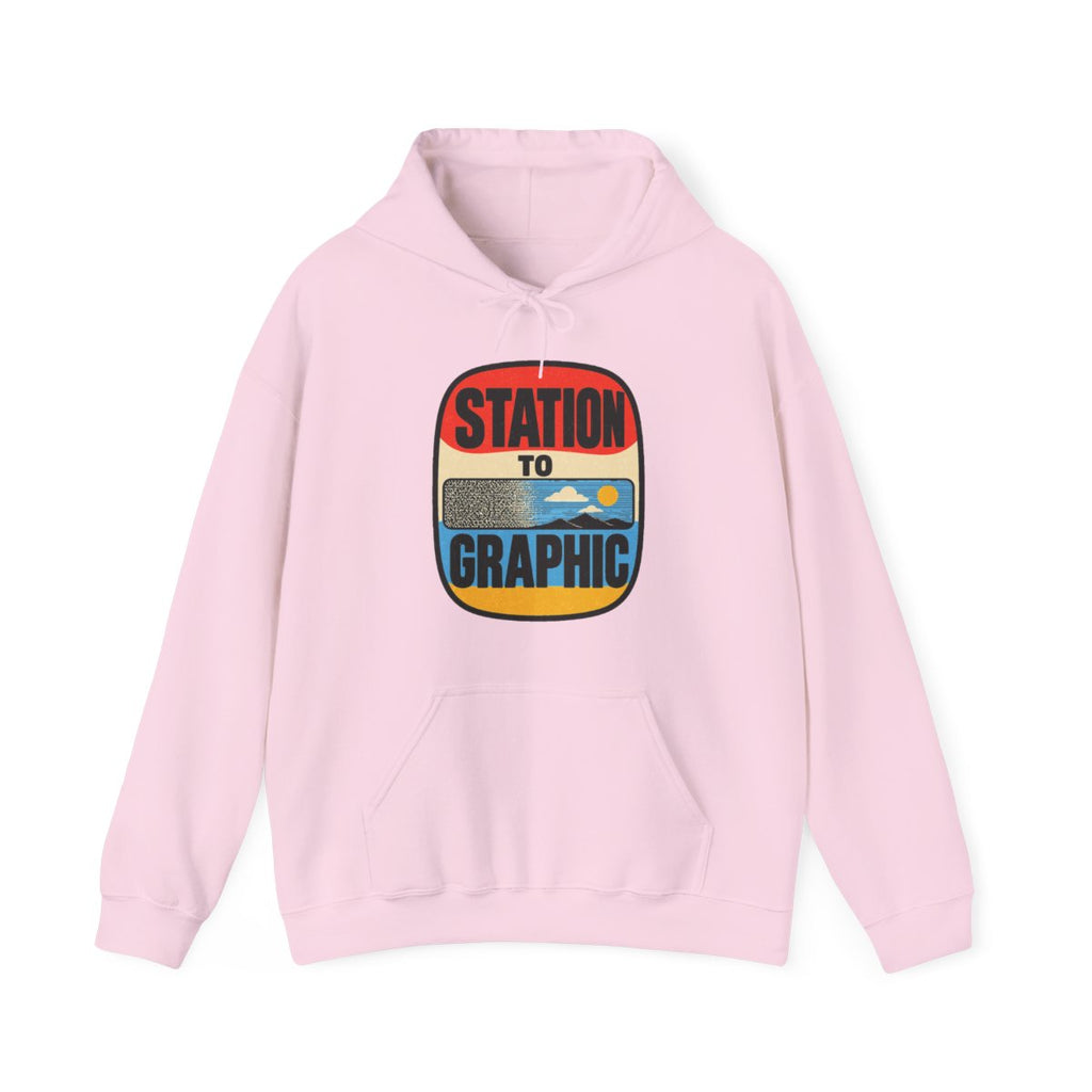 Station to Graphic Hoodie in Light Pink