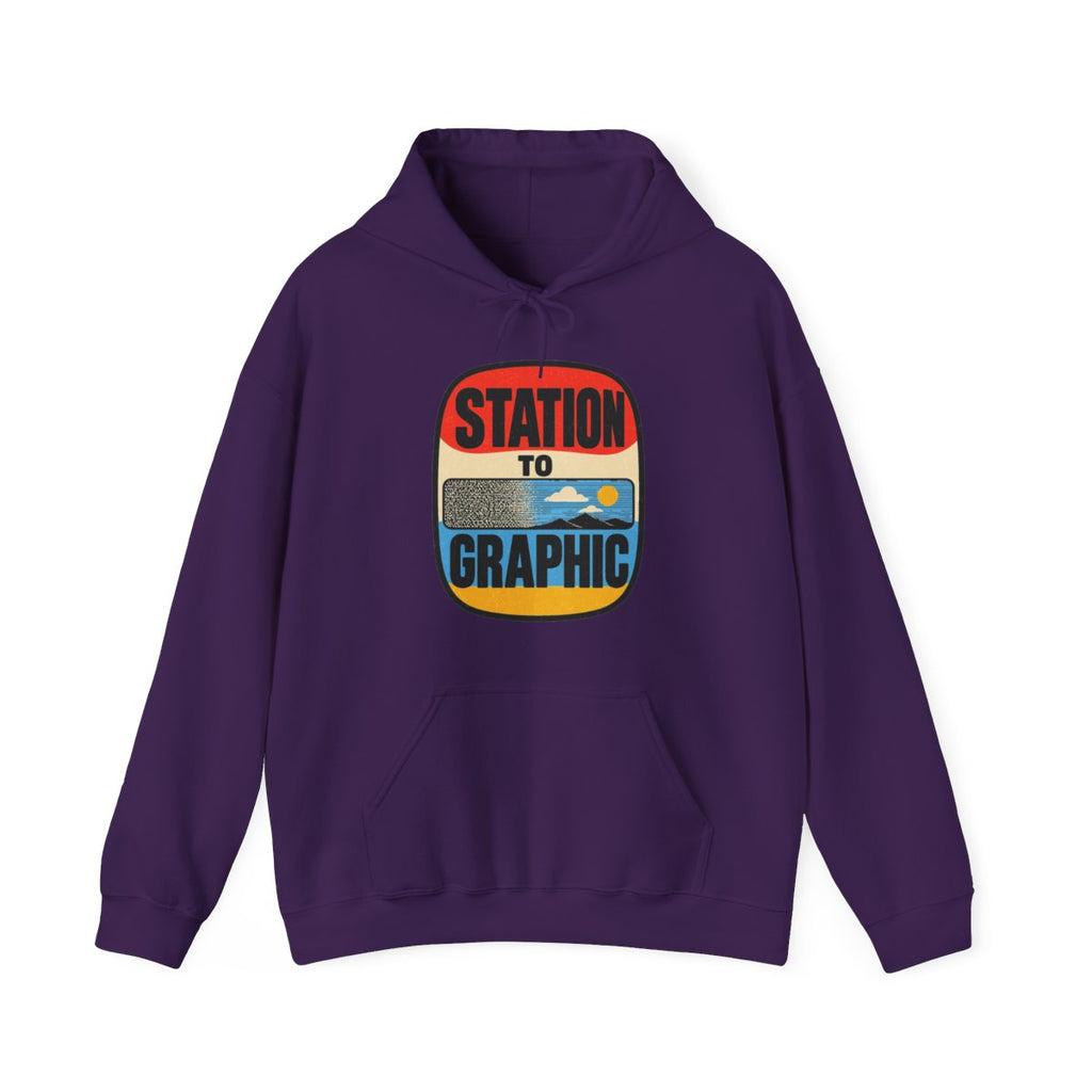 Station to Graphic Hoodie in Purple