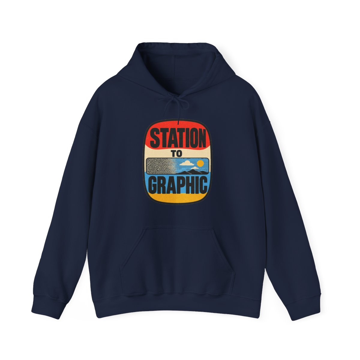 Station to Graphic Hoodie in Navy