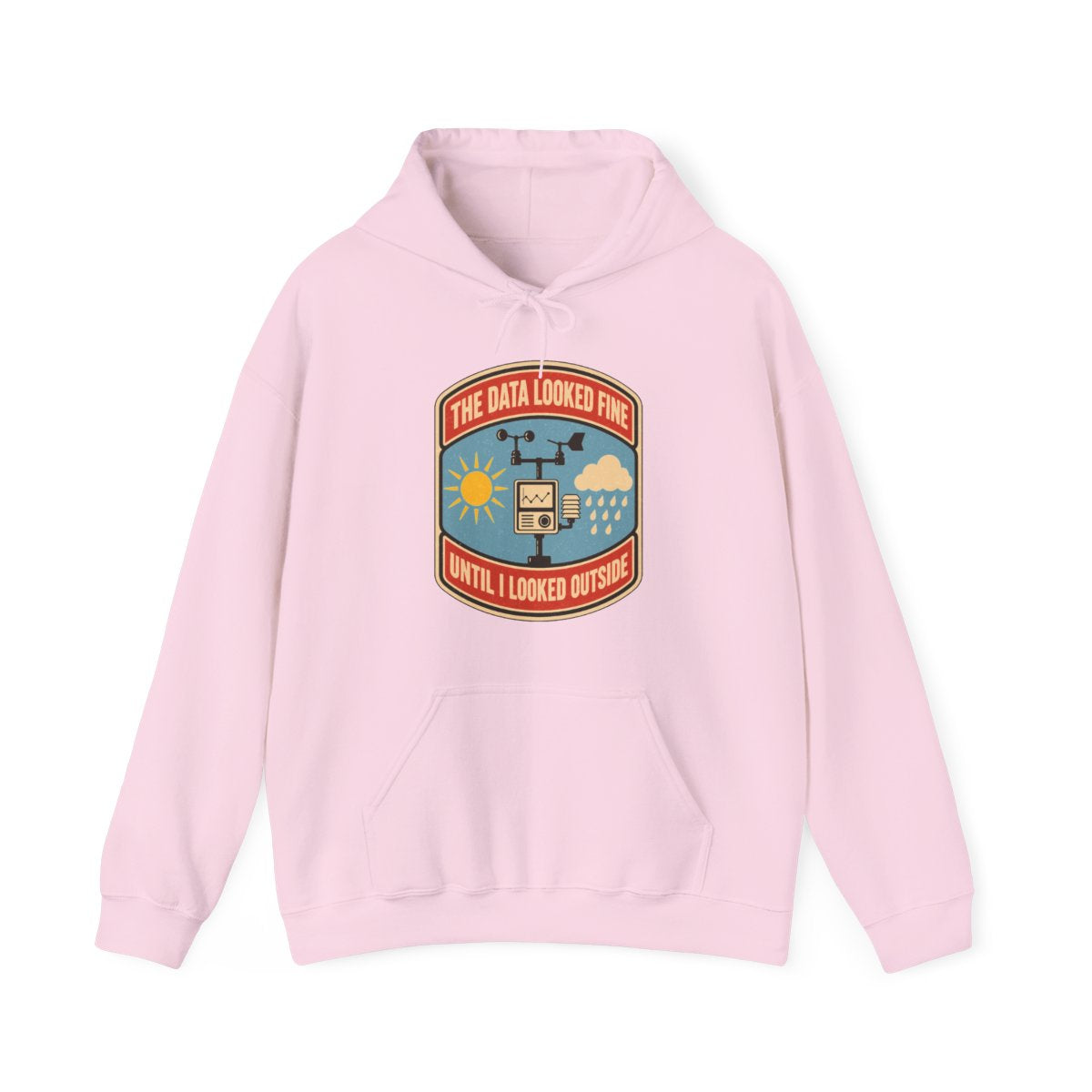 The Data Looked Fine Until I Looked Outside Hoodie in Light Pink