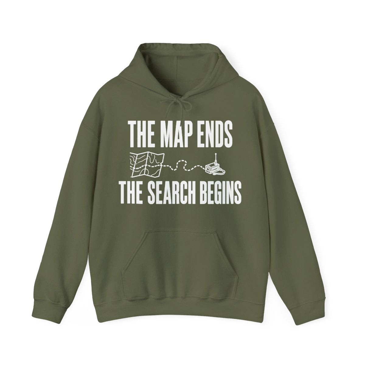 The Map Ends, the Search Begins Hoodie in Military Green
