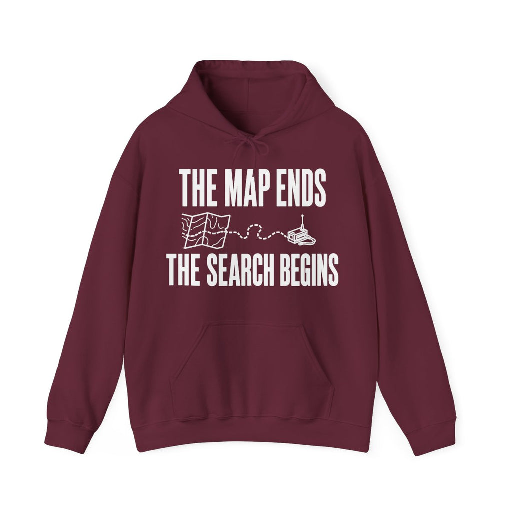 The Map Ends, the Search Begins Hoodie in Maroon