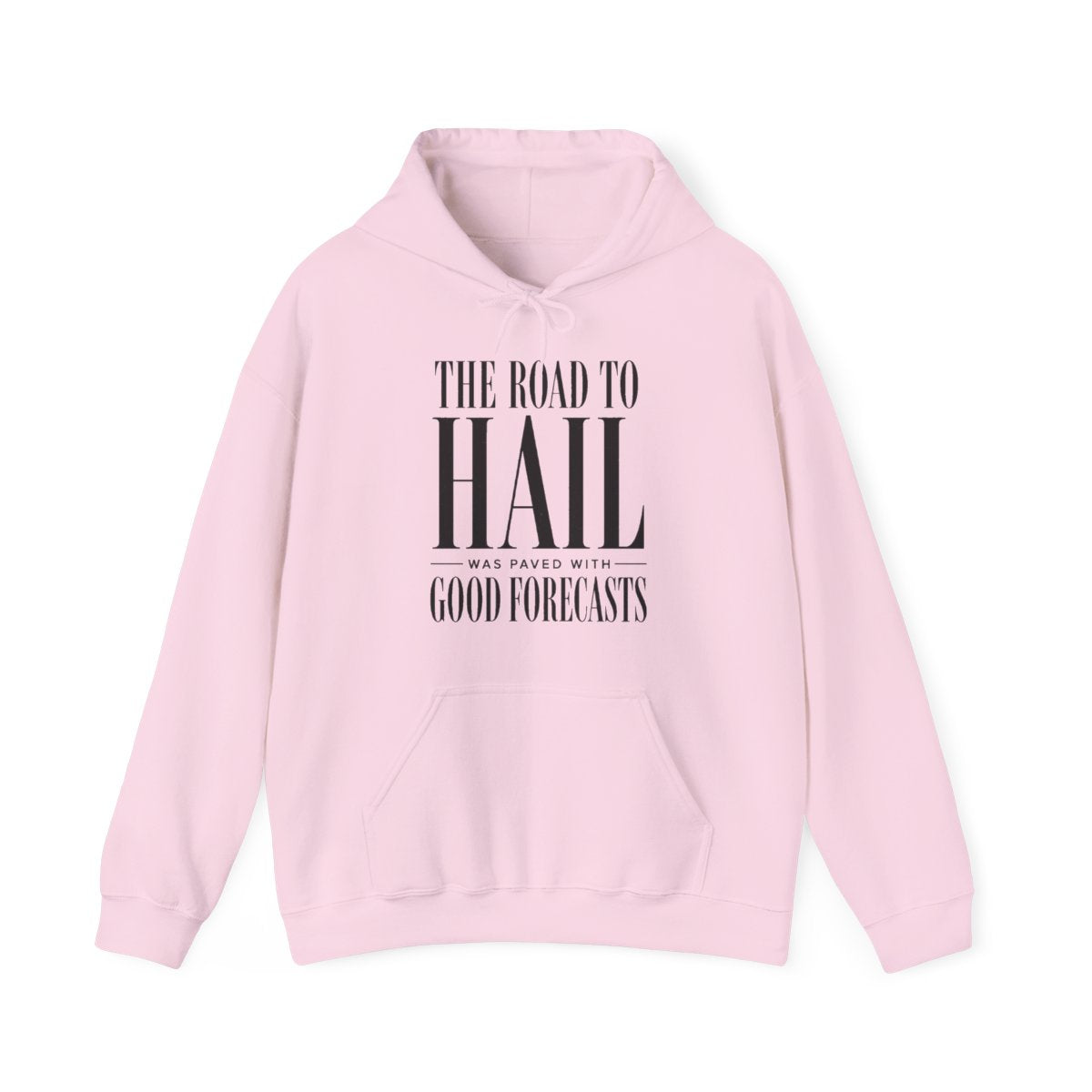 The Road to Hail Was Paved With Good Forecasts Hoodie in Light Pink