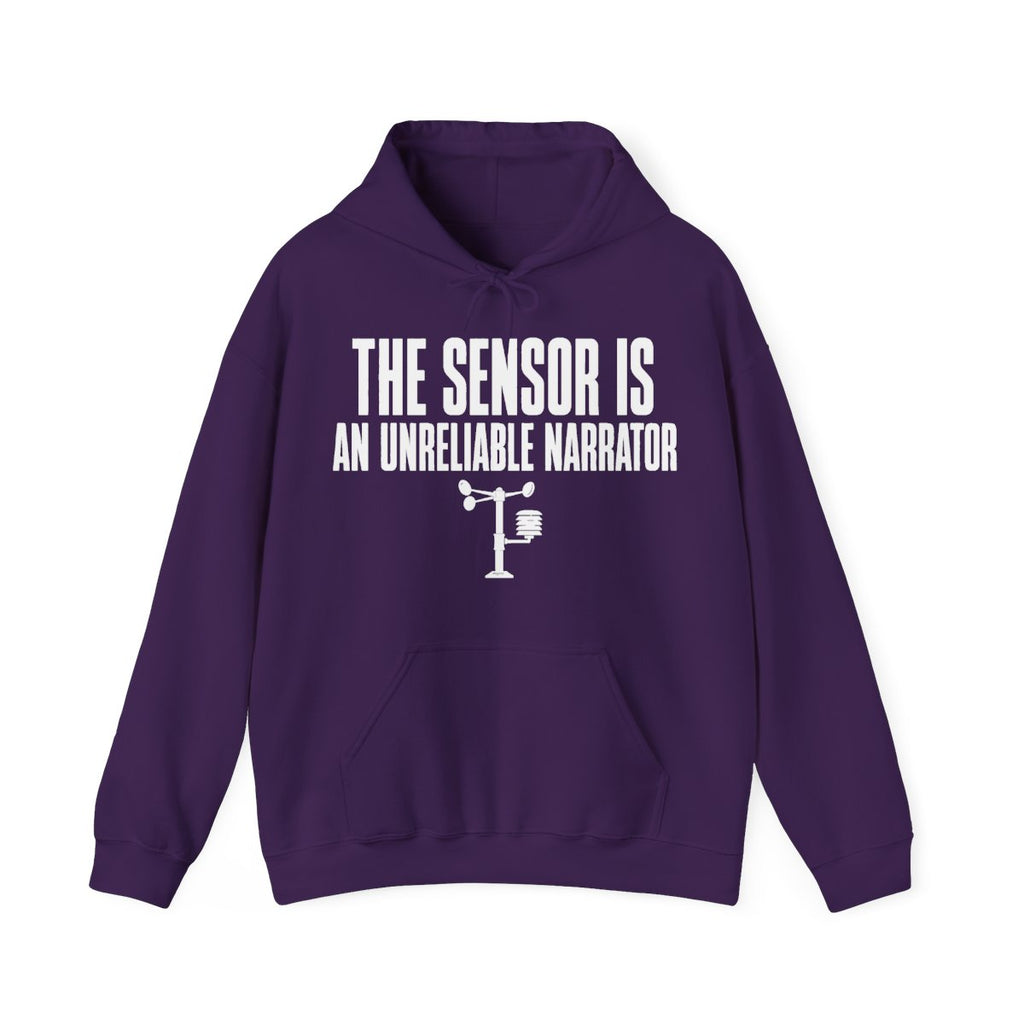 The Sensor Is an Unreliable Narrator Hoodie in Purple