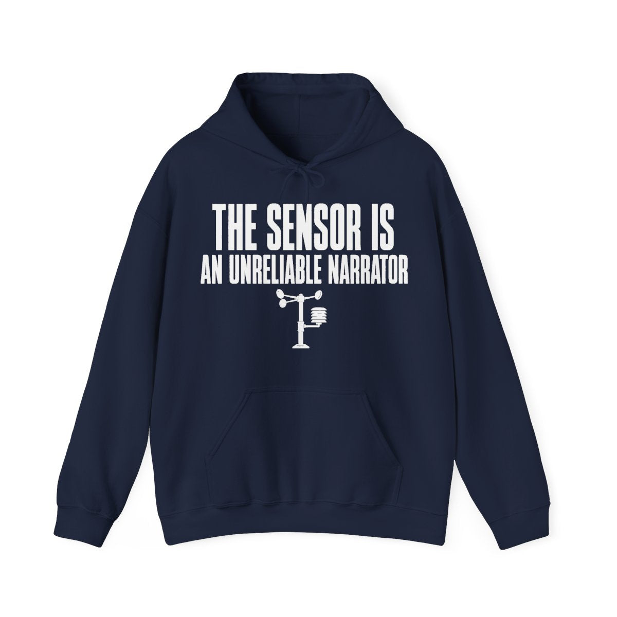 The Sensor Is an Unreliable Narrator Hoodie in Navy