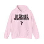The Sensor Is an Unreliable Narrator Hoodie in Light Pink