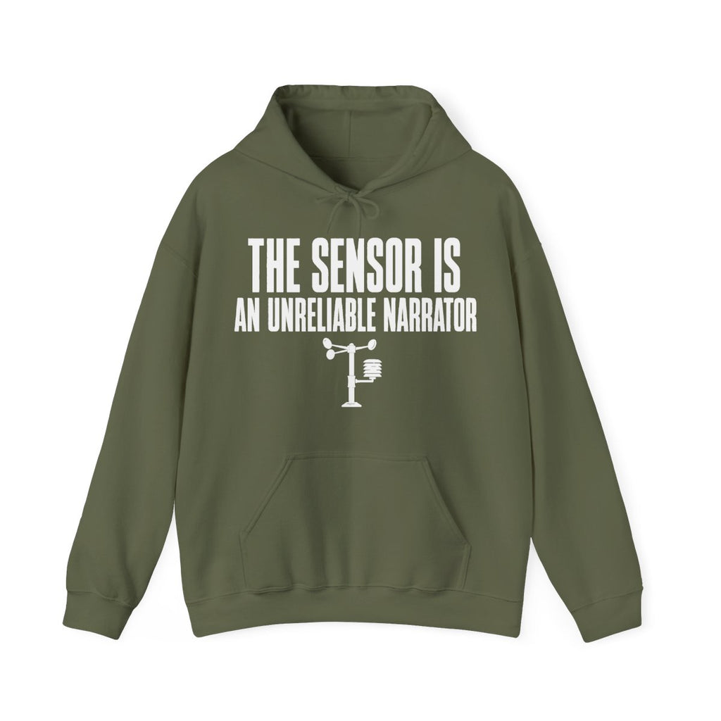 The Sensor Is an Unreliable Narrator Hoodie in Military Green