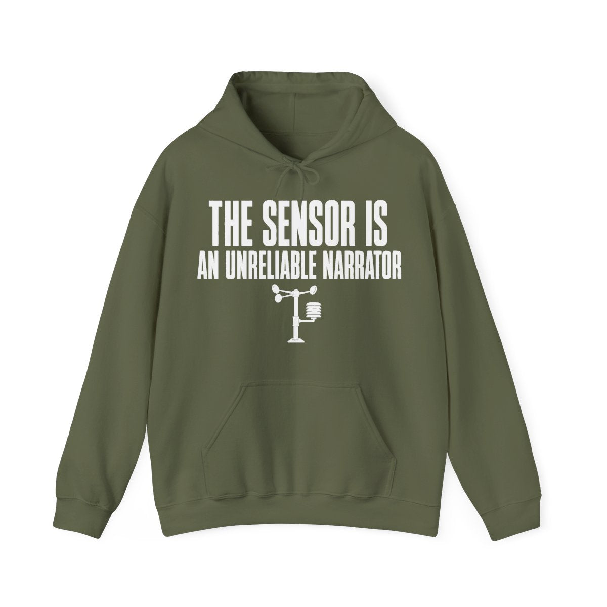 The Sensor Is an Unreliable Narrator Hoodie in Military Green
