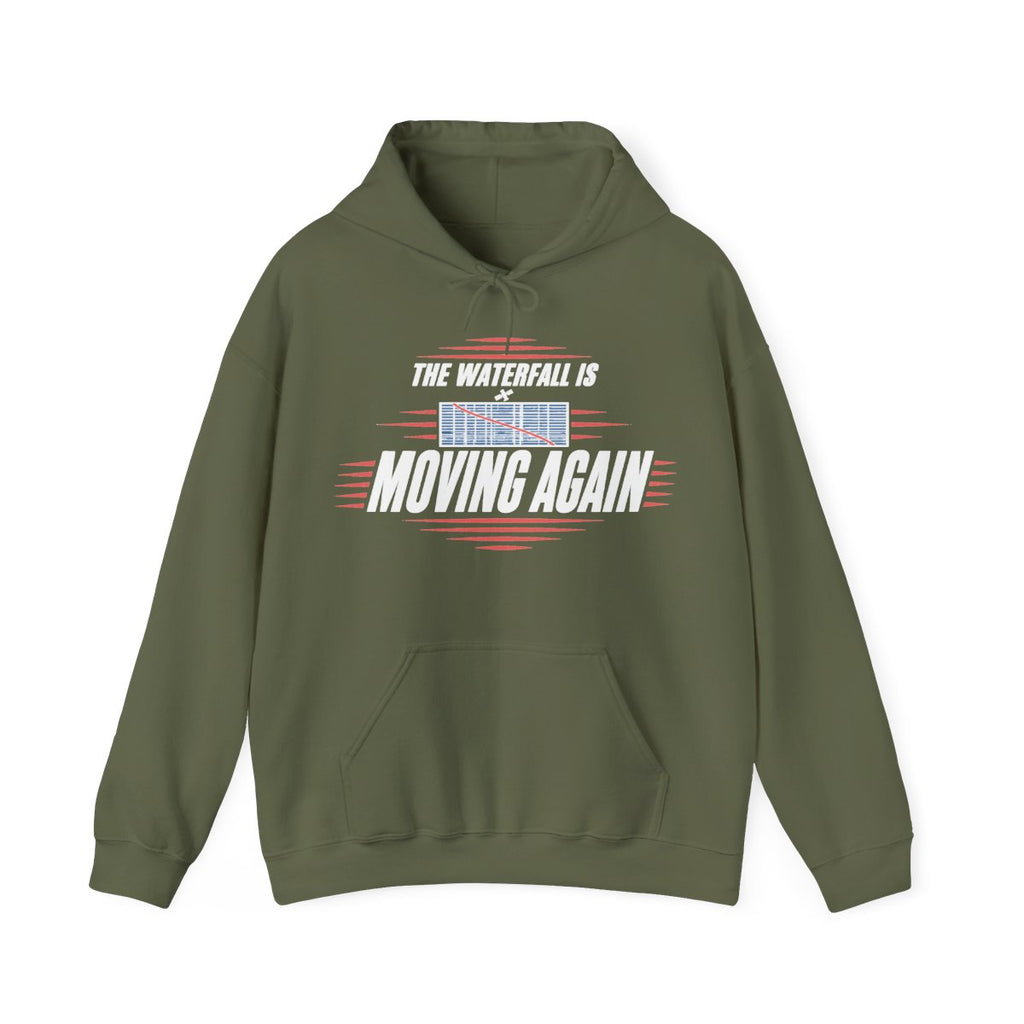 The Waterfall Is Moving Again Hoodie in Military Green